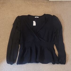 Maurices Black Long Sleeve Peplum Blouse